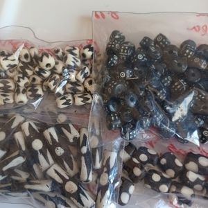 AFRICAN Carved and Dyed Bone Beads